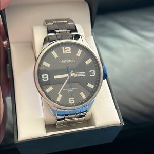 NWT Armitron Black Dial Silver Band Watch